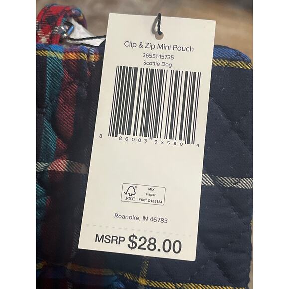 VERA BRADLEY Clip & Zip Mini Pouch in Cotton Scottie Dog Wristlet - Picture 4 of 4